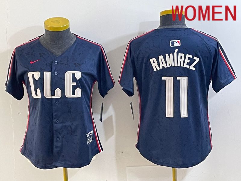 Women Cleveland Indians #11 Ramirez Blue City Edition Nike 2024 MLB Jersey style 7